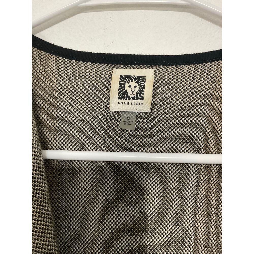 Anne Klein Plaid Open Front Knit Sweater Cardigan Side Slits Size Medium Jacket - Picture 6 of 8
